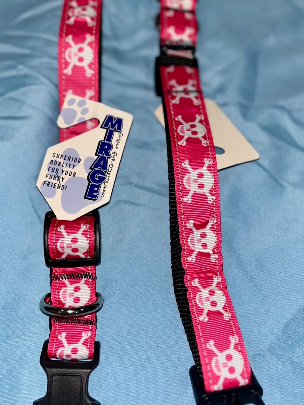 Mirage Pink Skull & Crossbones Adjustable Medium Pet Collar